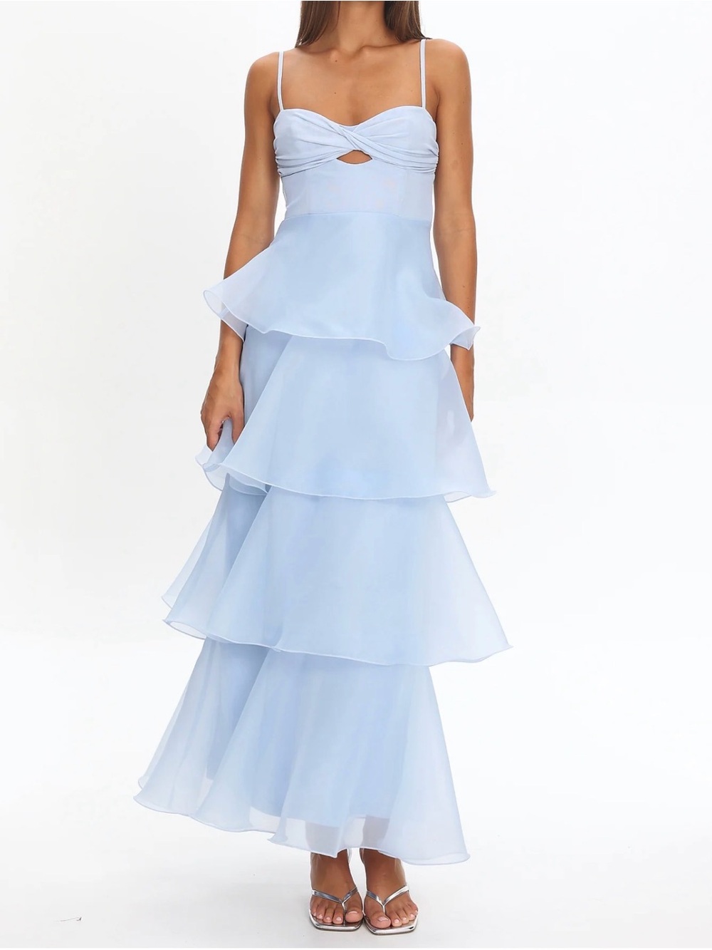 Selfie Leslie Light Blue Tiered Ruffle Maxi Dress